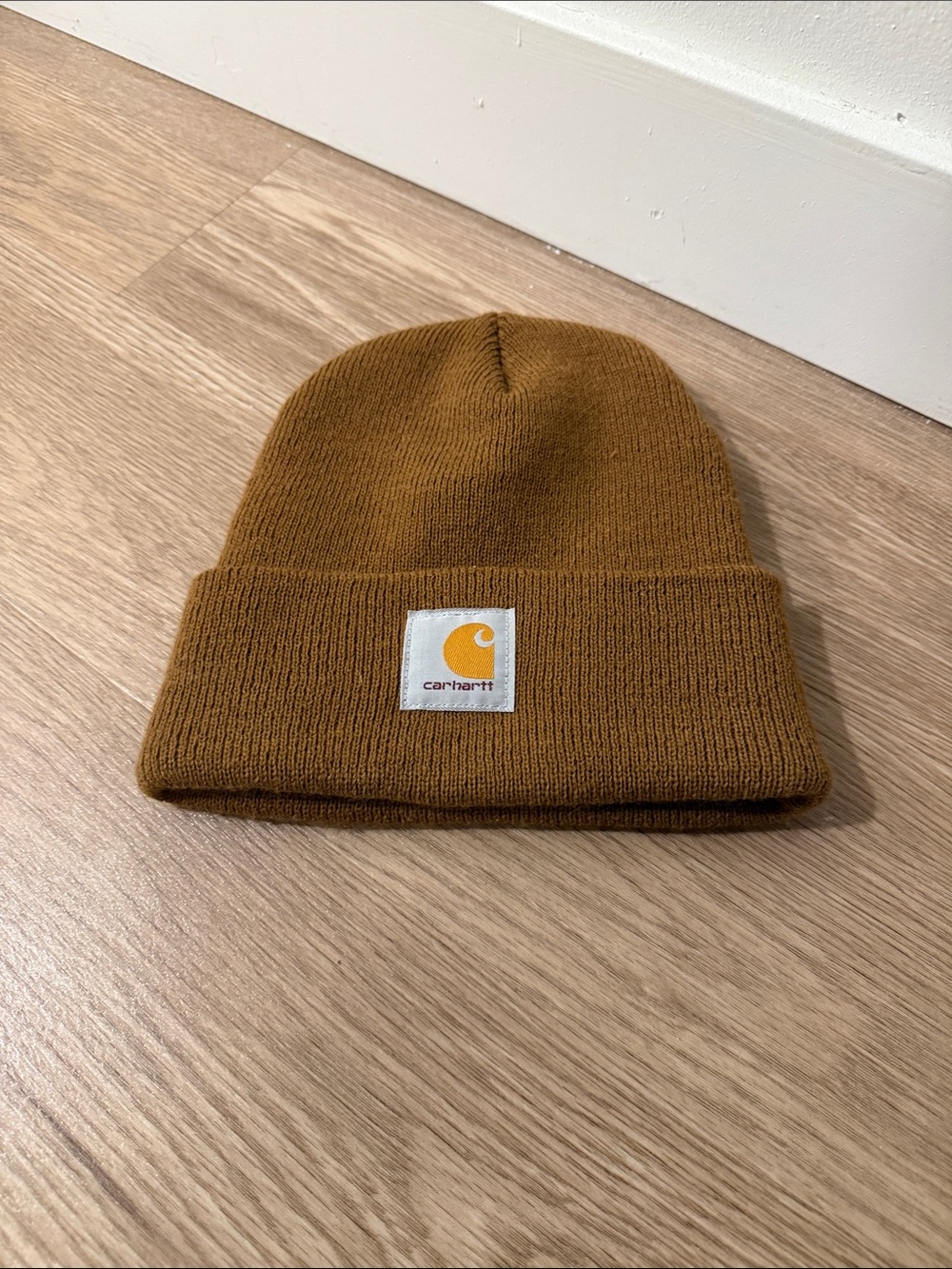 Carhartt Brown Fold Cuff Beanie with Logo Patch